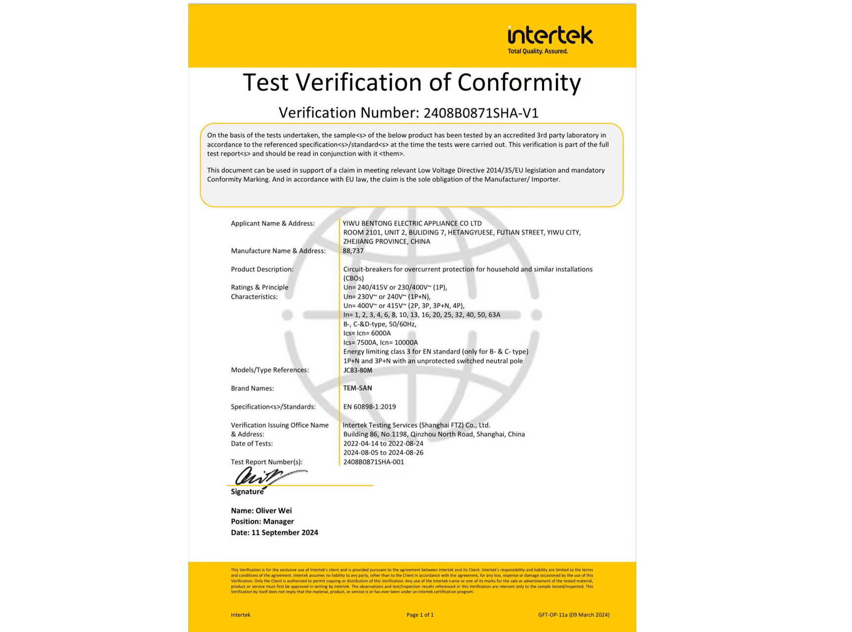CERTIFICATES